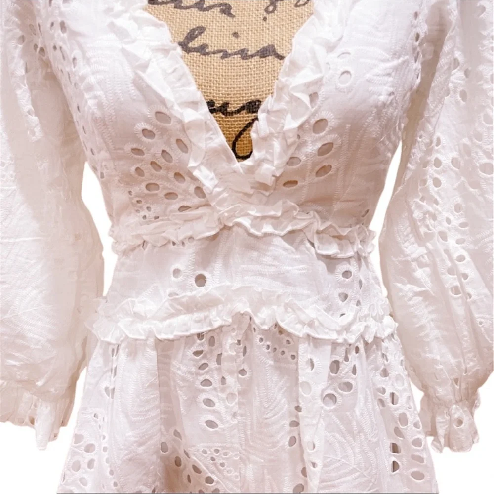 White Eyelet Lace Romper - Picture 7 of 10